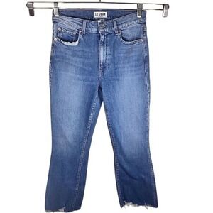 Le Jean Women's High-Rise Boot Cut Cropped Jeans‎ Blue Size 27 Frayed Hem Grunge